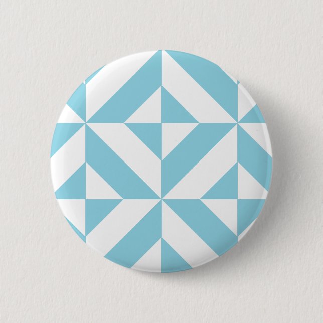 Sky Blue Geometric Deco Cube Pattern 6 Cm Round Badge (Front)