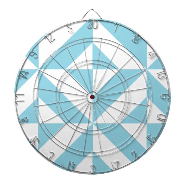 Sky Blue Geometric Deco Cube Pattern Dartboard (Front)