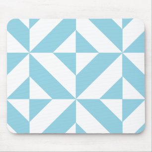 Sky Blue Geometric Deco Cube Pattern Mouse Mat