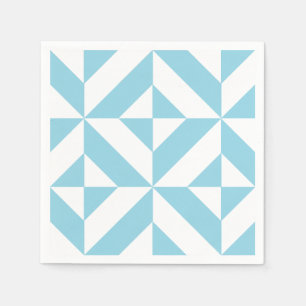 Sky Blue Geometric Deco Cube Pattern Napkin