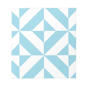 Sky Blue Geometric Deco Cube Pattern Notepad
