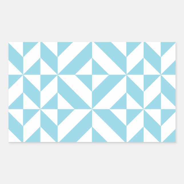Sky Blue Geometric Deco Cube Pattern Rectangular Sticker (Front)