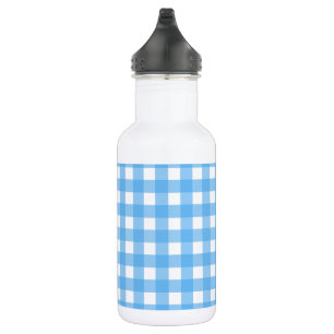 Sky blue gingham 532 ml water bottle