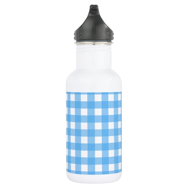 Sky blue gingham 532 ml water bottle (Right)