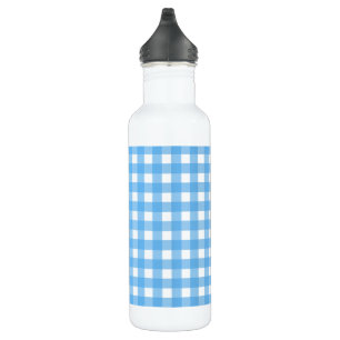 Sky blue gingham 710 ml water bottle
