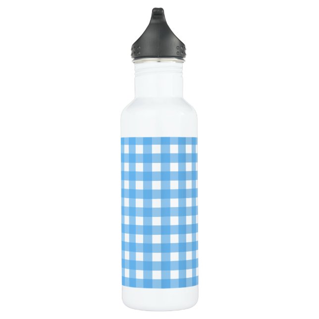 Sky blue gingham 710 ml water bottle (Right)