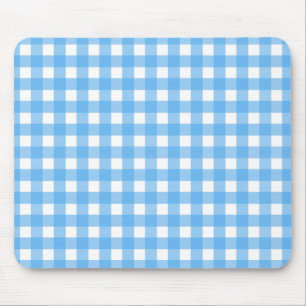 Sky blue gingham mouse mat