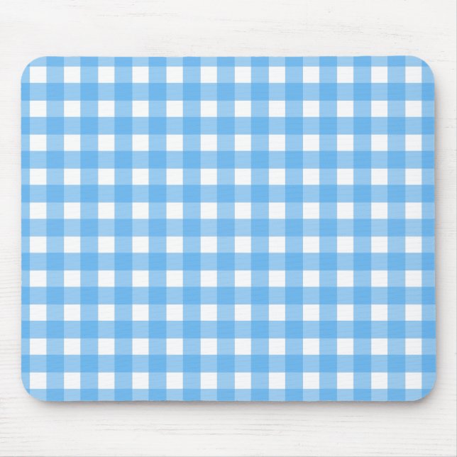 Sky blue gingham mouse mat (Front)