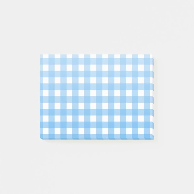 Sky blue gingham post-it notes (Front)