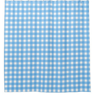 Sky blue gingham shower curtain