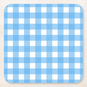 Sky blue gingham square paper coaster