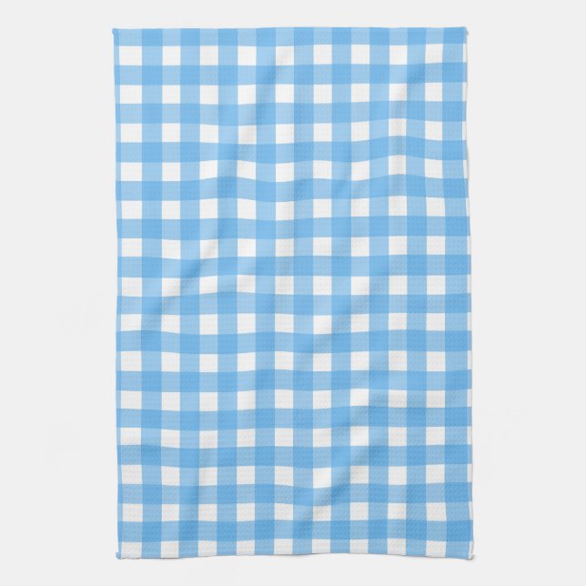 Sky blue gingham tea towel (Vertical)