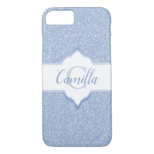 Sky Blue Glitter Monogram iPhone 8/7 Case