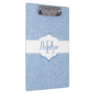Sky Blue Glitter Monogram Clipboard