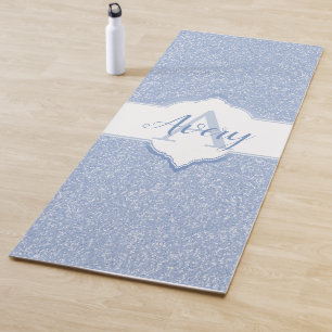 Sky Blue Glitter Monogram Yoga Mat