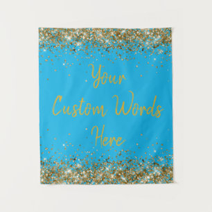 Sky Blue Gold Backdrop Birthday Party Photo Booth Tapestry