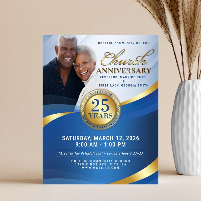 Sky Blue & Gold Church Anniversary Flyer (Creator Uploaded)