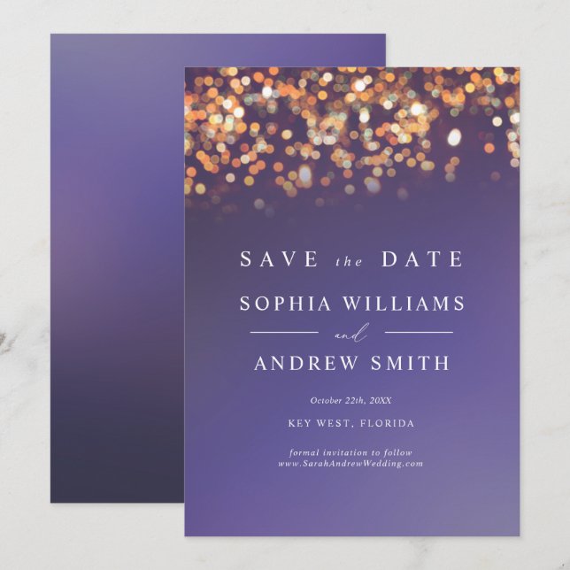 Sky Blue & Gold Save the Date Invitation (Front/Back)