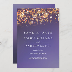 Sky Blue & Gold Save the Date Invitation