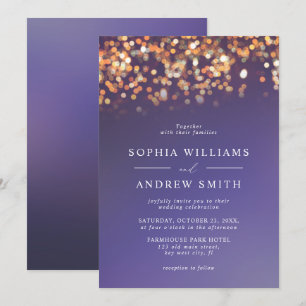Sky Blue & Gold Wedding Invitation