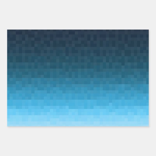 sky blue gradient | pixel square blocks | wrapping paper sheet (Front)