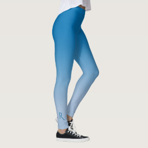 Sky Blue Gradient with Elegant Monogram Leggings