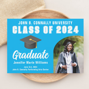 Sky Blue Graduate Photo Custom  Graduation Announcement