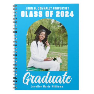 Sky Blue Graduate Photo Modern Arch Graduation Notebook