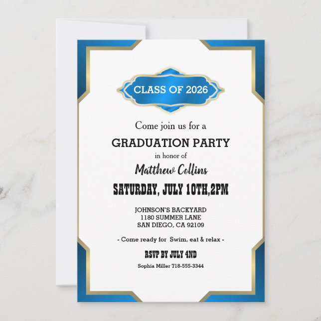 Sky Blue Graduation Invitation (Front)