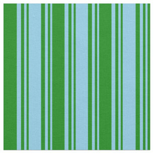 Sky Blue & Green Coloured Striped/Lined Pattern Fabric