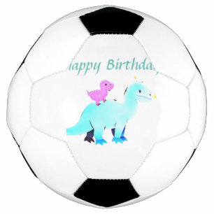 Sky blue green red watercolor dinosaur birthday ad football