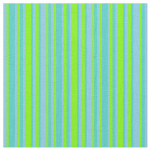 Sky Blue, Green & Turquoise Lines/Stripes Pattern Fabric