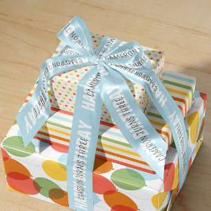 Sky Blue Happy Birthday with Name and Age Satin Ribbon