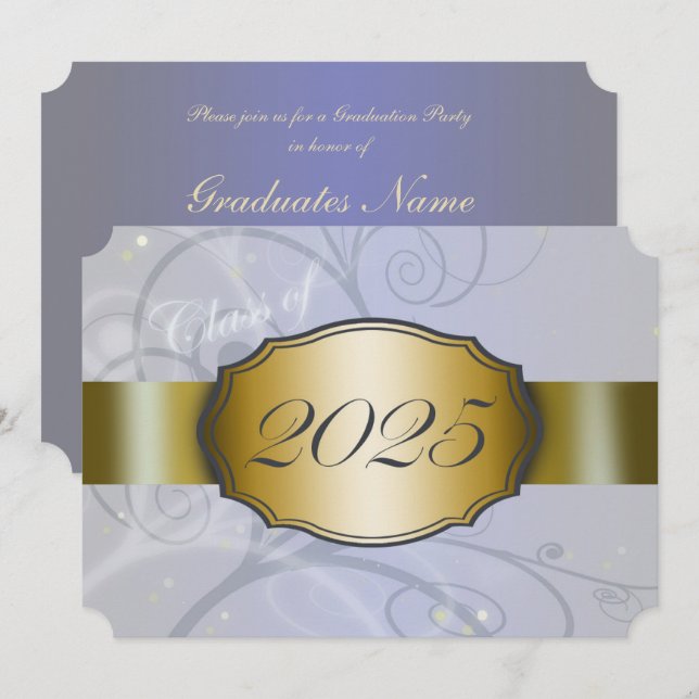 Sky Blue Harvest and Gold 2022 Graduation Party Invitation (Front/Back)