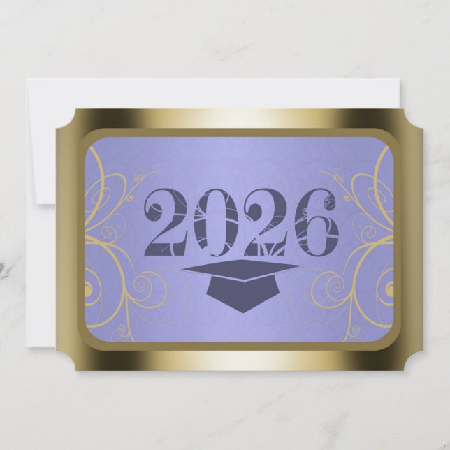 Sky Blue Harvest/Gold Frame Graduation Invitation (Front)