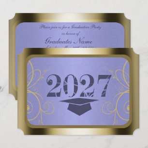 Sky Blue Harvest/Gold Frame Graduation Party Invitation