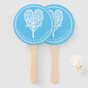 Sky Blue Heart Tree Family Reunion Hand Fan