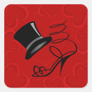 Sky Blue Hearts Top Hat and High Heels on stickers