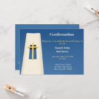 Sky Blue Holy Cross Confirmation Invitation