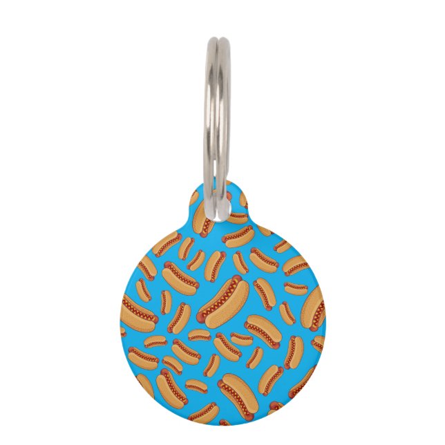 Sky blue hotdogs pet tag (Front)