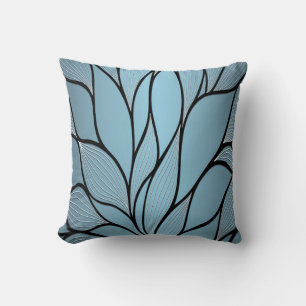 Sky Blue Hues Creative Leave Pattern  Cushion