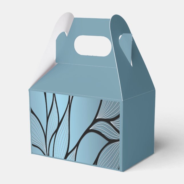 Sky Blue Hues Creative Leave Pattern  Favour Box (Front Side)