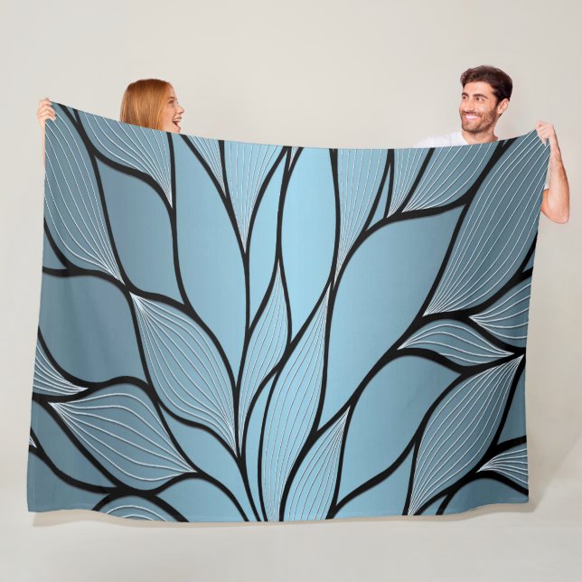 Sky Blue Hues Creative Leave Pattern  Fleece Blanket (In Situ)