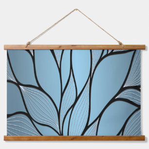 Sky Blue Hues Creative Leave Pattern Hanging Tapestry