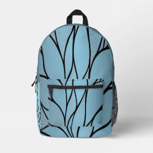 Sky Blue Hues Creative Leave Pattern  Printed Backpack