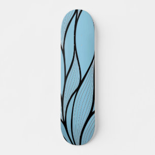 Sky Blue Hues Creative Leave Pattern  Skateboard