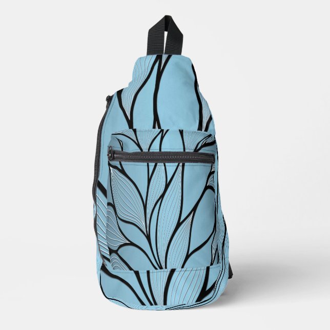 Sky Blue Hues Creative Leave Pattern  Sling Bag (Front)