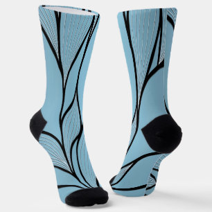 Sky Blue Hues Creative Leave Pattern Socks