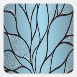 Sky Blue Hues Creative Leave Pattern  Square Sticker
