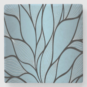 Sky Blue Hues Creative Leave Pattern  Stone Coaster